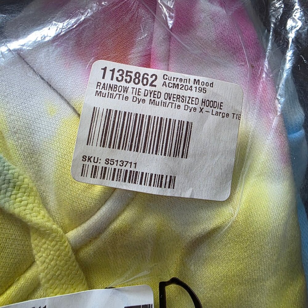 Current Mood Rainbow Multi/Tie-Dye Oversized Hood… - image 3